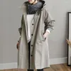 Dames trenchcoats lange jas elegante dubbele rij knopen lichtgewicht winddicht grote maten effen kleur middellange trenchcoat