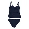 Women's Swimwear Split Body Swimsuit Tankini Two Piece Slim Fitting Tie Design Appears Multi Color Long Swim Tops Women With Bra