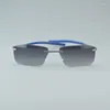 Солнцезащитные очки 2024, мужские без оправы, роскошные брендовые дизайнерские очки с градиентом UV400, ретро, винтажные, безрамные, титановые солнцезащитные очки TH0382, резиновые