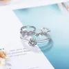 Cluster Rings Moissanite Multilayer for Women 925 Sterling Silver D Color VVS1 Clarity Round Cut Trendy Engagement MSR043