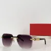 Ny modedesignpilot Solglasögon 1150S Rimless Metal Frame trätemplar Enkla och populära stil Versatila utomhus UV400 -skyddsglasögon
