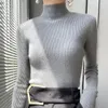 Kadın Sweaters Sonbahar Kış Kalın Örme Kazak Kadın Moda Kore Koreli Yarım Belelek Uzun Kollu Sıcak Jumper