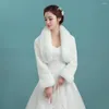 Women's Jackets Elegant Winter Bridal Shawl White Keep Warm Short Fluffy