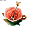 Kupalar Avrupa lüks çiçek seramik ikindi çay kahve fincanı ve tabak seti zarif Fransız siyah tatlı kaşık 231027