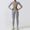 Yoga outfit sportkläder Set Women's Workout Clothes Athletic Wear Sports Gym Legging Seamless Fitness Bra Crop Top Long Sleeve Suit 231030