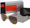 Lunettes de soleil d'aviateur de mode hommes lunettes de soleil de créateur pour femmes Protection UV400 Nuances de verre véritable Lentille en métal doré Lunettes de soleil de conduite avec boîte d'origine