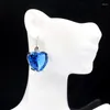 Kolczyki Dangle 35x20 mm Big Heart Constone 20 mm London Blue Topaz Aquamarine Fine Biżuter