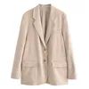 Trajes de mujer moda Primavera 2023 chaqueta de ocio relajada albaricoque abrigo Vintage de manga larga con bolsillos prendas de vestir exteriores femeninas Chic