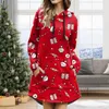 Casual Dresses Christmas Print Long Sleeve Warm Hooded Dress Women 2023 Autumn Winter Loose Sweatshirt For Robe Femme