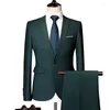 Ternos masculinos conjunto formal (jaqueta calças) de duas peças cor pura fino ajuste smoking negócios boutique moda roupas masculinas terno