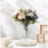 Vases 6 pcs 8''Tall Clear Flower Vase Large Bouche Cristal Verre Moderne Boho Style Décoratif Pour Centres De Table En Vrac Grand