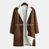 Męskie okopy płaszcze 4 kolory męska płaszcz kurtka ciepła imitacja zamszowy długi wiatraka moda zimowa odzież