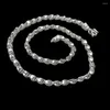 Chaînes Véritable pur 999 chaîne en argent fin 5,5 mm perles de tulipe collier à maillons tête de dragon 31-32g