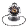 Taschenuhren Hohe Qualität Steampunk Silber Drache Mechanische Uhr Vintage Römisches Zifferblatt Männer Geschenk mit Kette