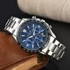 Alta qualidade marca superior graxx seixx moda luxo relógio masculino coroa azul leão aço inoxidável multifuncional cronógrafo designer movimento homem relógio montre