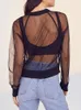 Women's Jackets Sexy Transparent Mesh Sheer 2023Summer Thin Long Sleeve Brief Outwears Women Zipper Beachwear Coats