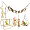 Other Bird Supplies 8PCS Set Combination Parrot Bird Toys Wood Articles Bite Pet Bird Toys For Parrot Training Bird Toy Swing Ball Bell Standing 231030