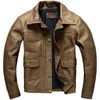 Cuir pour hommes Faux cuir printemps automne hommes jaune marron veste en cuir de vache Vintage 506 outillage veste en cuir véritable pour hommes CasUAL Cow Leather Coat 231027