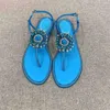 Sandalet 2023 Yaz Moda Yuvarlak Toe Kadın Ayakkabıları Sıradan Kristal Dekor Orijinal Deri Sapato Feminino Boyut 34-42