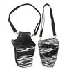 Hair Salon Striped PU Leather Hair Scissor Bag Clips Bag Hairdressing Salon Barber Scissor Holster Pouch Holder Waist Shoulder Belt 231030