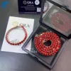 Oem odm joias personalizadas atacado ouro 925 prata esterlina gelado 6.5mm cor vermelha vvs moissanite diamante colar corrente de tênis