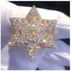 Hip Hop Jewelry Sterling Sier 3D Star Ice Out 14K Gold VVS Moissanite Ring