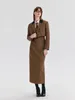 İki Parça Elbise Kadın Sonbahar/Kış İngiliz Tarzı Yünlü Blazers Yarım Etek Seti Retro Rahat Kontrast Renk Takım İki Parçalı Setler