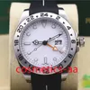 Orologio da uomo BP Factory di alta qualità GMT 42mm 216570 quadrante nero bianco ago arancione acciaio inossidabile Explorer orologi meccanici automatici da uomo