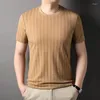 Męskie koszule T najwyższej klasy marka Jacquard Ice Silk Casual Mens Summer Shirt krótkie rękawowe ubrania modowe