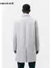 Men' Blends Mauroicardi Autumn Winter Warm Soft Light Grey Woolen Coat Men with Back Slit Single Breasted Luxury Overcoat 2023 231031