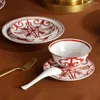 Set di stoviglie Bone China Cucina occidentale Piatto Ciotola di riso Zuppa Set di stoviglie per la casa Ceramica creativa