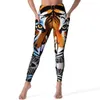 Calças ativas tigre listra leggings bolsos impressão animal impresso yoga cintura alta correndo legging sexy elástico calças esportivas