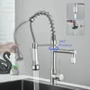 Kökskranar Sink Faucet Dual Spout 360 graders rotation Spring Down Sprayer Deck monterad och kallt vattenblandare TAPS Torneira 231030