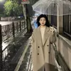 Casacos de trincheira femininos inverno grosso casaco de lã meninas terno jaqueta de comprimento médio coreano