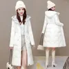 Kvinnors dike rockar vinterjackor kläder 2023 ner huva parka tjockare varm vit anka kappa kvinnliga långa utkläder