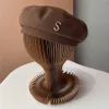 Béret de créateur rétro pour femme - Chapeau en cachemire de luxe - Béret en laine pour voyage en plein air - Chaud automne et hiver - Coupe-vent - Chapeau décontracté - Chapeau habillé