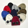 Bonnet / Crâne Caps Chapeau de luxe Designer deux lentilles Lunettes Bonnets Hommes Chapeaux tricotés Crâne En plein air Femmes Uniesex Hiver Bonnet Bonnet 21