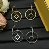 Pendientes de aro de diseñador para mujer Pendientes de moda de plata dorada Joyería Letras de cristal Pendiente de lujo para mujer Regalos de boda Pendientes