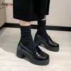 Sapatos de vestido mocassins harajuku lolita em saltos japoneses estudante do ensino médio feminino plataforma jk uniforme feminino