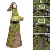 Garden Decorations Fairy Tale Forest Girl Bird Feeder Resin Crafts Outdoor Statue Lawn Decoration Ornament