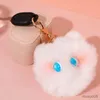 Mobiltelefonkedjan Fashion Plush Cartoon Cute Hairy Plush Cat Ball Chain Doll Toy Pendant Key Chains School Bag Bag Phone Ornament Keyring R231031