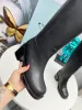 Botas femininas altas de joelho planas e de alta qualidade, couro legítimo, preto, ocidental, alto, longo, chelsea, marca ins