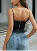 Women's Tanks Asia Fashion Lacework Corset Top Sexig V Neck Backless Camisole Tops dragkuddar Elastiska bodycon blus kvinnor streetwear stil