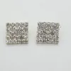 Boutons d'embellissement carrés en strass, 16x16mm, 50 pièces, boucles en cristal à dos plat, bricolage, usine 302C