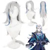 Genshin Impact Neuvillette Cosplay Fontaine Dragon of Water Long Hair with Wig Cap