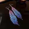 Dangle Chandelier Sparkling long tassel rhinestone pendant earrings rainbow crystal earrings suitable for ladies brides and wedding jewelry 231031