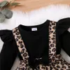 Flickor klänningar 018månter född baby flicka romper klänning långärmad leopard onesie kläder höst mode söt jumpsuit 231030