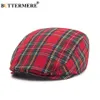 Berets BUTTERMERE Womens Plaid Flat Caps Male Casual Cotton Vintage Berets Hats Summer Spring Classic Checkered Stylish Gatsby Cap 231031
