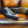 Chaussures en cuir véritable Chaussures Oxford Chaussures en cuir pour hommes faites à la main de haute qualité Chaussures à lacets décontractées pour hommes Semelles en cuir peintes à la main