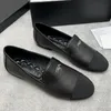 Spring Autumn New Dress Shoes Famous Women Designer Brand Metal Letter Colored Fadies Shoes Genuine Leather Round Toe Panel Flat Heel Soft Sole Nonslides Single Shoe